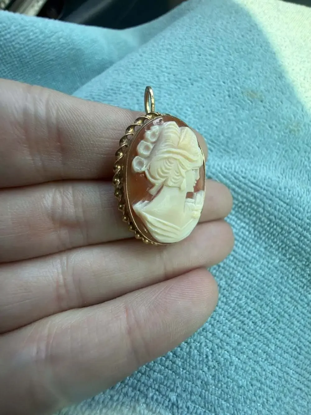 Vintage Hand-Carved Shell Cameo Brooch and Pendant in 12K Gold Filled Setting